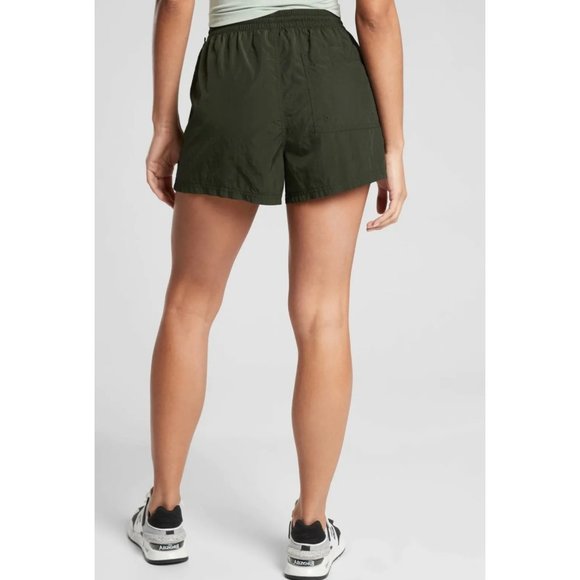 ATHLETA Tuscan Olive Green Nylon "Expedition" Athletic Shorts Size 4 - Picture 3 of 10